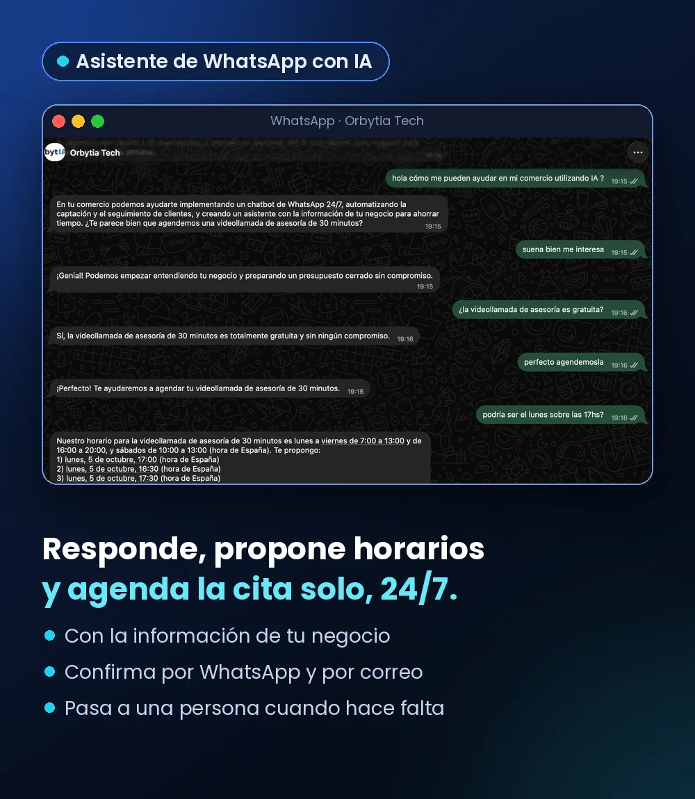 Asistente de WhatsApp con IA que responde y agenda citas