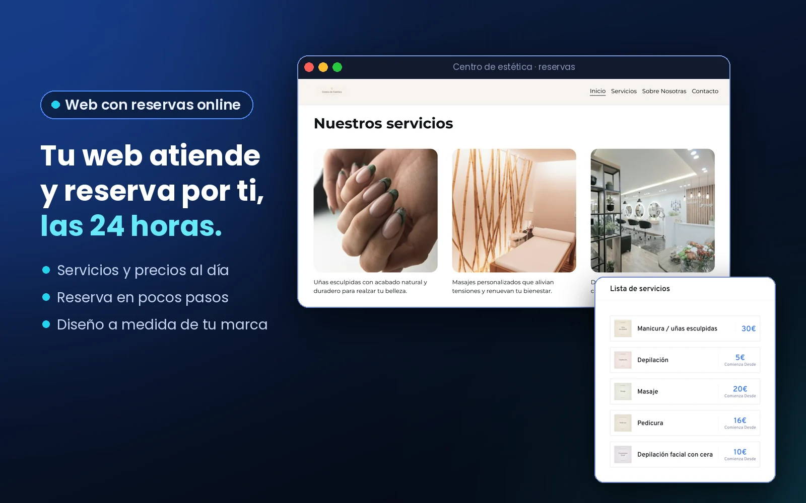Web con reservas online para un centro de estética